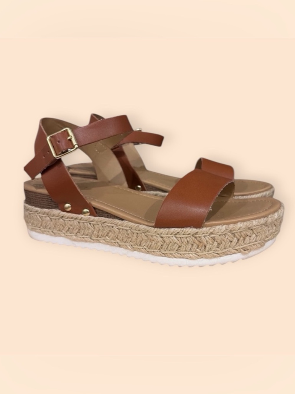 Soda Brown Espadrille Sandals Platform Mary Jane Strap Summer Casual